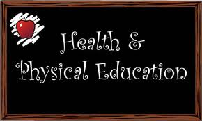 chalkboard with health and physical education on it